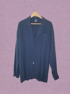 Dark Blue / Navy Magic Silk Men's Pajama Shirt, Medium
